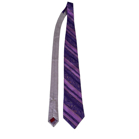 Robert Graham Silk Purple Stripe Jacquard Luxury Necktie Knowledge Wisdom Truth - Picture 4 of 6